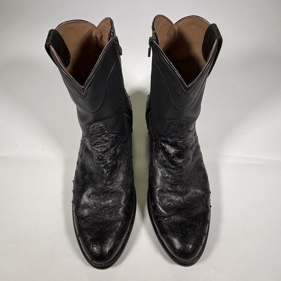 Tecovas Black Ostrich Western Ankle Boots Mens Size 10 EE Wide Zipper 1020 main image 14